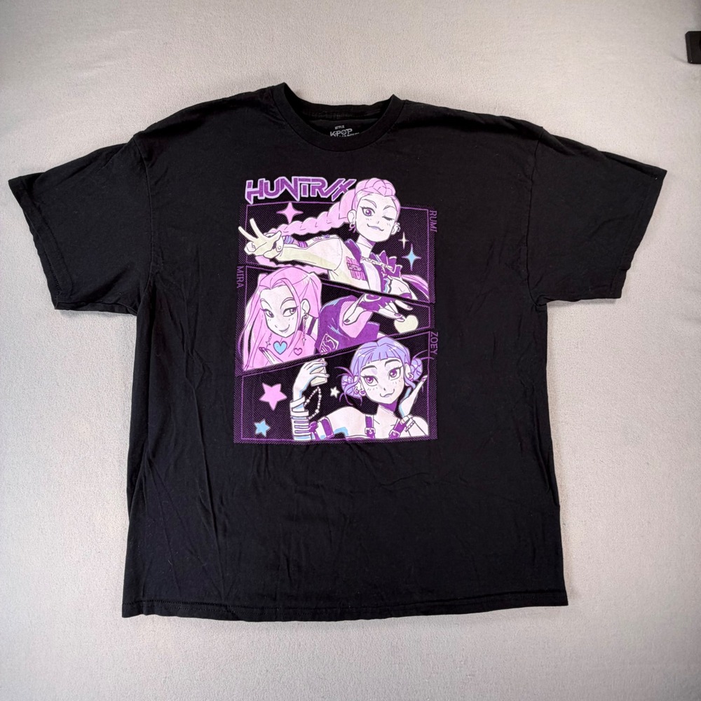 Netflix KPop Demon Hunters Huntrix Tee Shirt Womens XXL Black Anime Graphic Tee